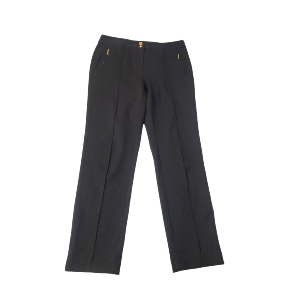 Alfani Women's‎ Black Straight Leg Gold Button Dress Trousers Size 8